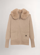 Chaqueta Beige Cuello Pelo Mujer