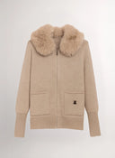 Chaqueta Beige Cuello Pelo Desmontable Mujer