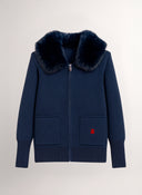 Chaqueta Azul Marino Cuello Pelo Desmontable Mujer