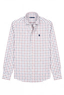 Camisa Blanca Cuadro Ventana Azul/Rojo Hombre