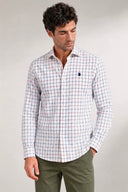 Camisa Blanca Cuadro Ventana Azul/Rojo Hombre