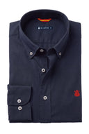 Camisa Azul Sarga Cuello Botón Hombre