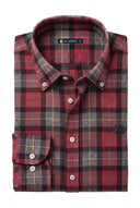 Camisa Franela Cuadros Rojos y Gris Hombre