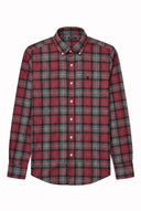 Camisa Franela Cuadros Rojos y Gris Hombre