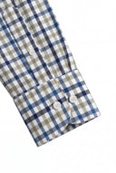 Camisa Cuadros Azul/Camel Cuello Botón Hombre