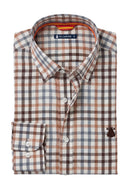 Camisa Cuadros Marrónes/Verdes Cuello Botón Hombre