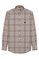 Camisa Cuadros Marrónes/Verdes Cuello Botón Hombre