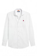 Camisa Sarga Blanca Cuello Italiano Hombre