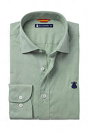 Camisa Sarga Verde Claro Cuello Italiano Hombre
