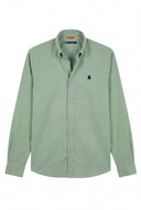 Camisa Sarga Verde Claro Cuello Italiano Hombre