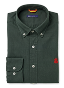 Camisa Verde Kaki  Sarga Cuello Botón Hombre