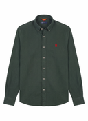 Camisa Verde Kaki  Sarga Cuello Botón Hombre