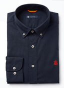 Camisa Azul Sarga Cuello Botón Hombre