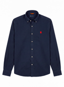 Camisa Azul Sarga Cuello Botón Hombre