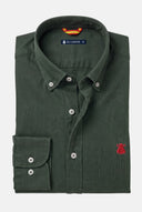 Camisa Verde Kaki  Sarga Cuello Botón Hombre