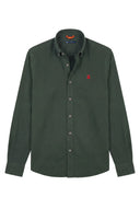 Camisa Verde Kaki  Sarga Cuello Botón Hombre