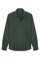 Camisa Verde Kaki  Sarga Cuello Botón Hombre