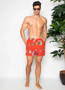 Maillot de Bain Homme Amibes et Fleurs Orange