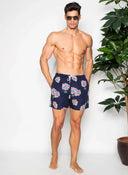 Maillot de Bain Homme Bleu Fleurs Roses