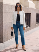 Chaqueta Beige Bordada Mujer