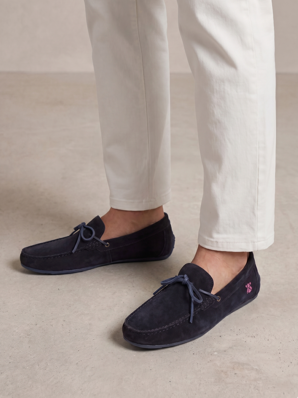 Mocasín Lazo Serraje Azul Hombre