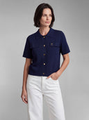 Cárdigan Azul Manga Corta Mujer