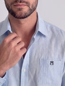 Guayabera Celeste Claro Hombre