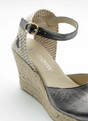 Alpargata Cuña Metalizada Gris Oscuro Mujer