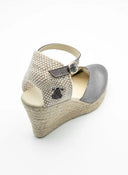 Alpargata Cuña Metalizada Gris Oscuro Mujer