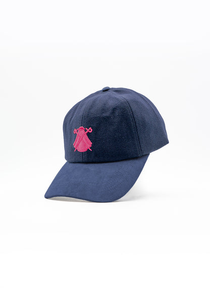 Navy Blue Wool Cap Pink Logo Capote