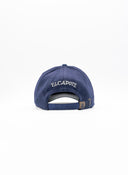 Gorra Lana Azul Marino Logo Rosa Capote