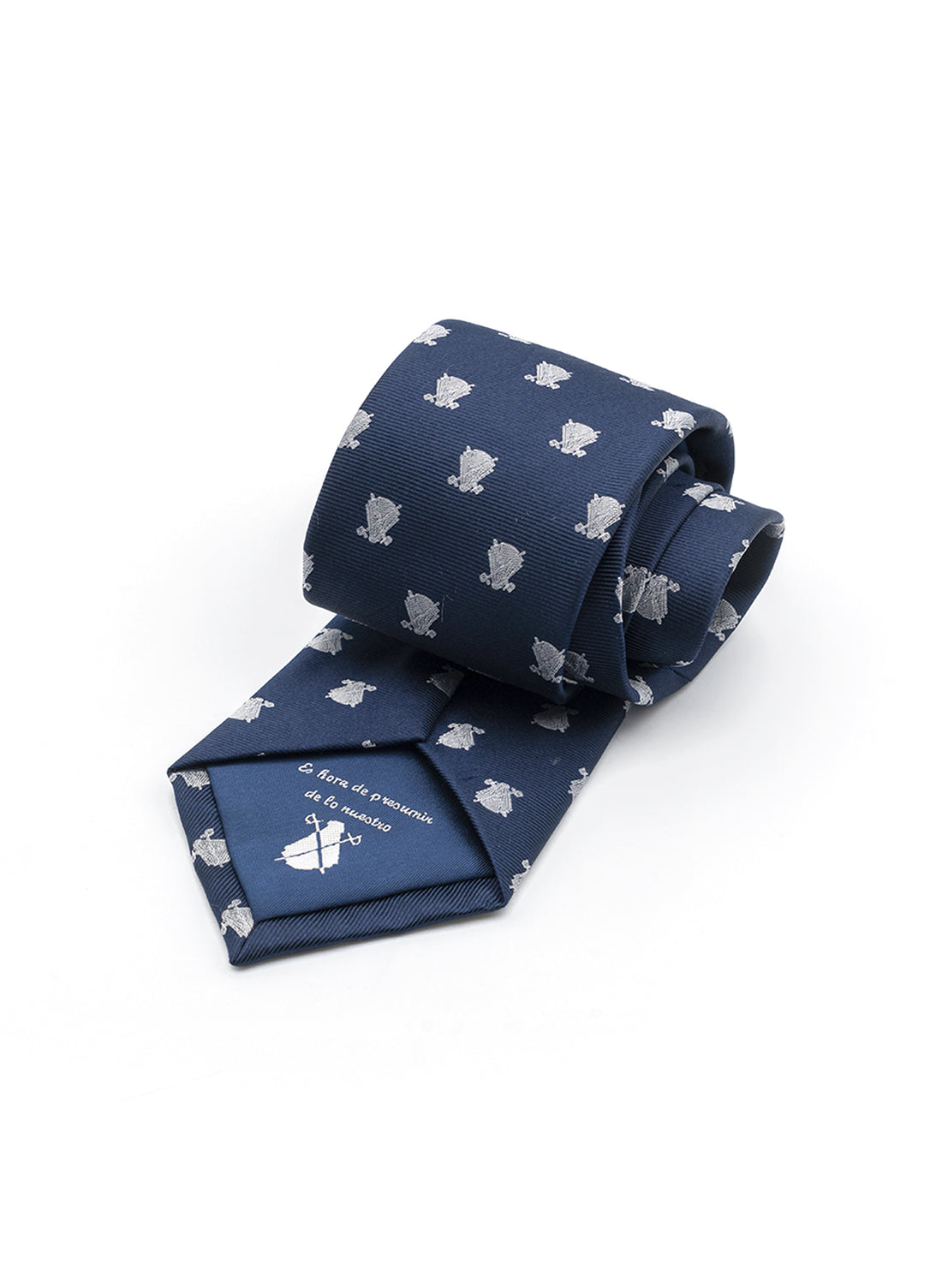 Cravate Bleu Marine Logos Blancs