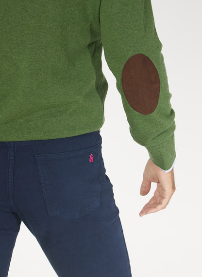 Green Sweater 4 Buttons and Elbow Patches Man