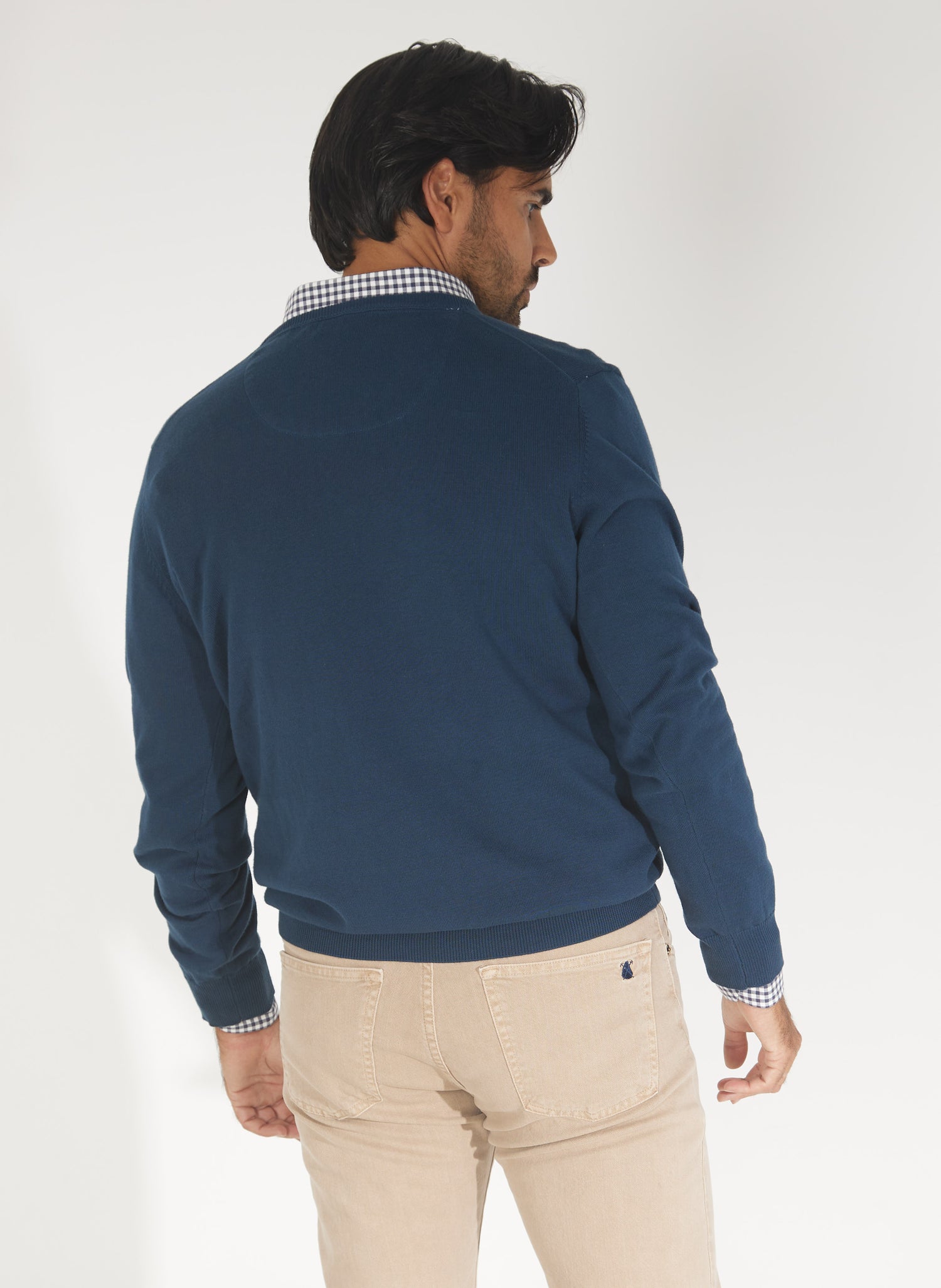 Men's Petrol Blue V-Neck Sweater