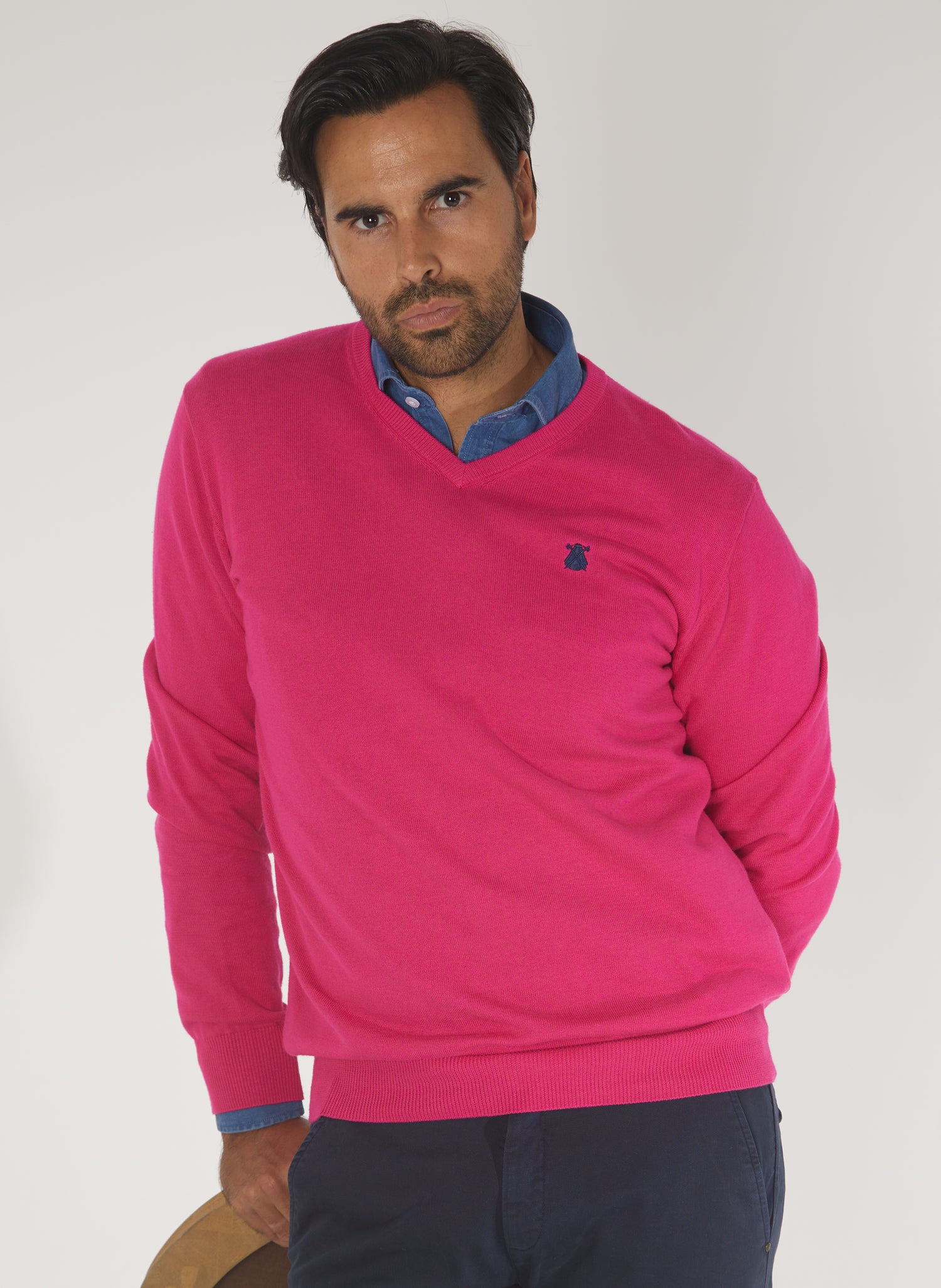 Men's Pink Capote V-Neck Sweater