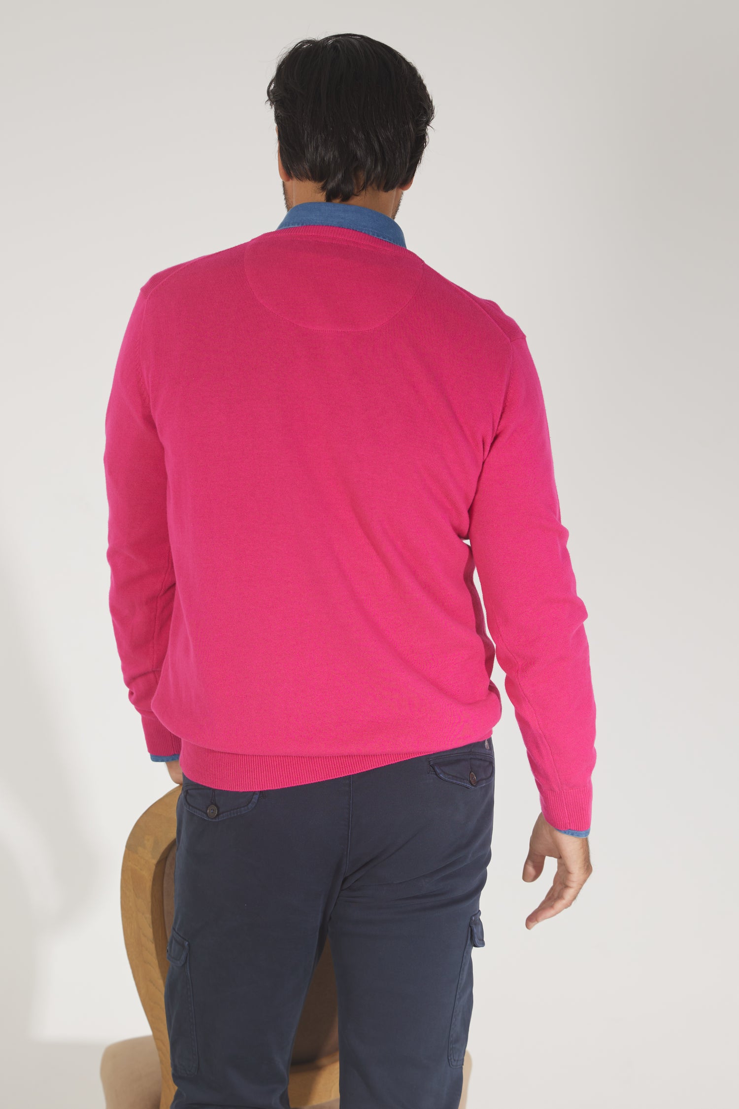 Men's Pink Capote V-Neck Sweater