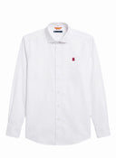 Camisa Sarga Blanca Cuello Italiano Hombre