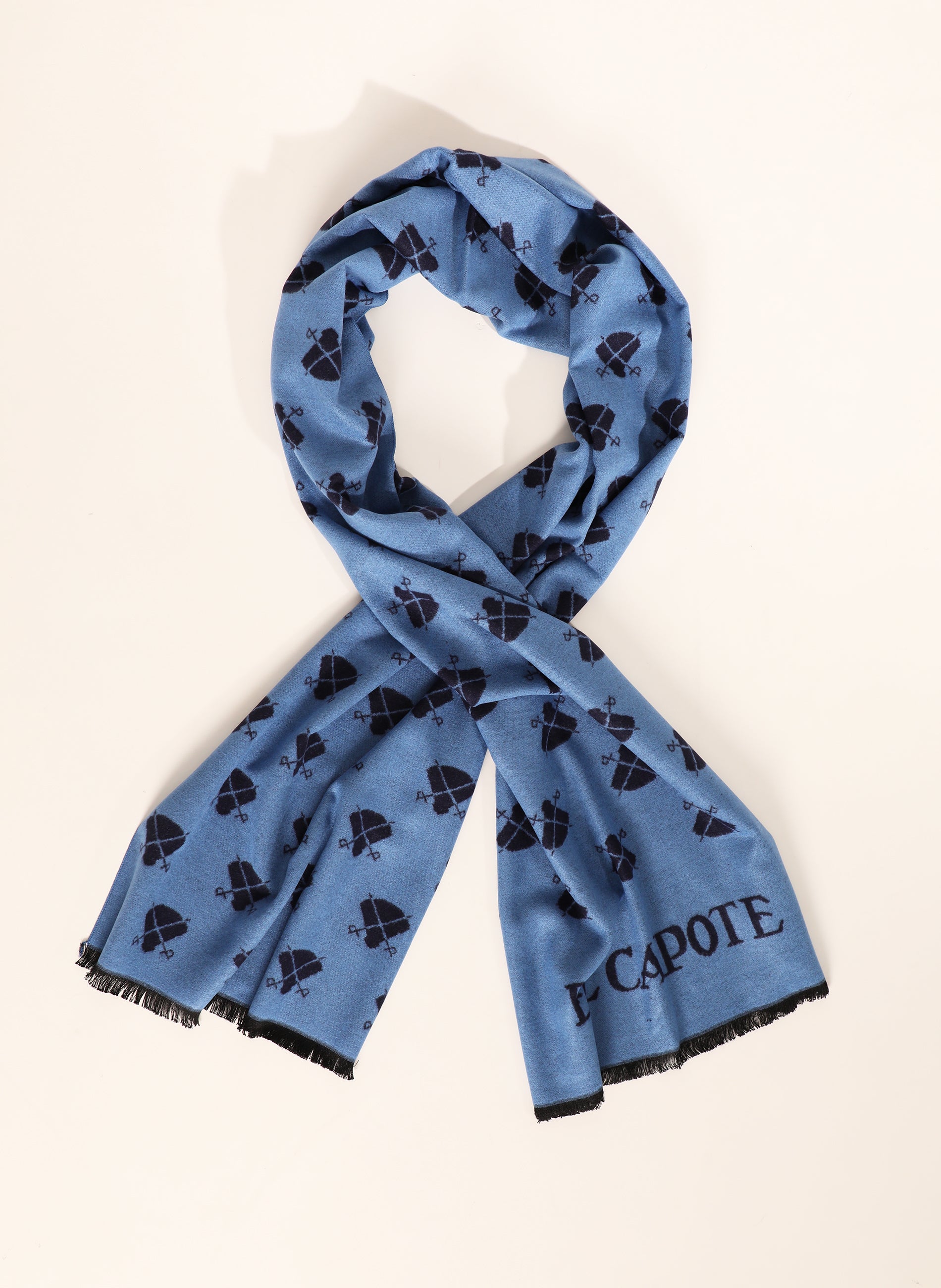 Navy Scarf with Light Blue Capes