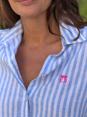 Camisa Rayas Azules 100% Lino Mujer