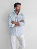 Guayabera Celeste Claro Hombre