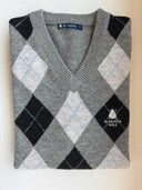 Chaleco Gris Lambswool Cuello Pico Rombos Hombre