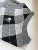 Chaleco Gris Lambswool Cuello Pico Rombos Mujer