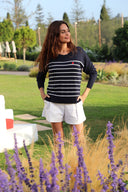 Jersey Azul Punto Marinero Manga Larga Mujer