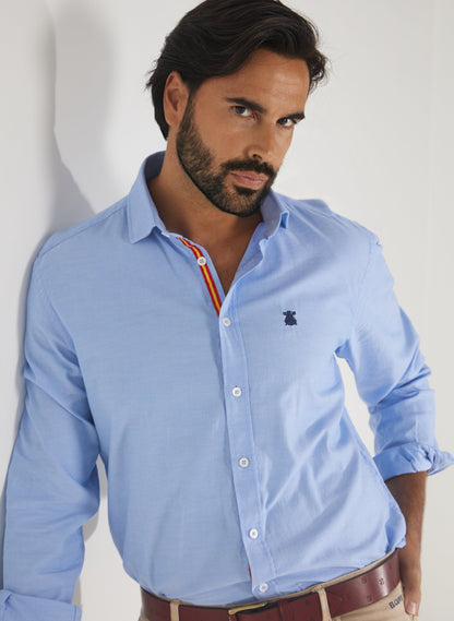 男式西班牙藍色絲帶牛津襯衫