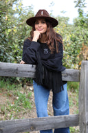 Sudadera Negra Flecos Mujer