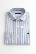 Camisa Lino Azul Rayas Hombre