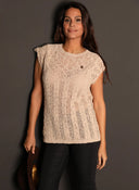 Jersey de Punto Calado Camel Mujer