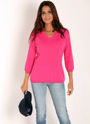 Jersey Rosa Capote Cuello Pico Mujer