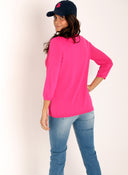 Jersey Rosa Capote Cuello Pico Mujer