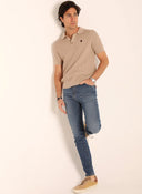 Polo Punto Canalé Beige Hombre